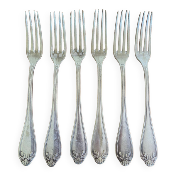 6 fourchettes anciennes en métal argenté