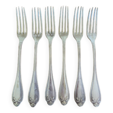 6 fourchettes anciennes en métal argenté