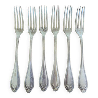 6 antique silver metal forks
