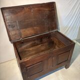 Antique rustic oak chest with original hardware and molded panels