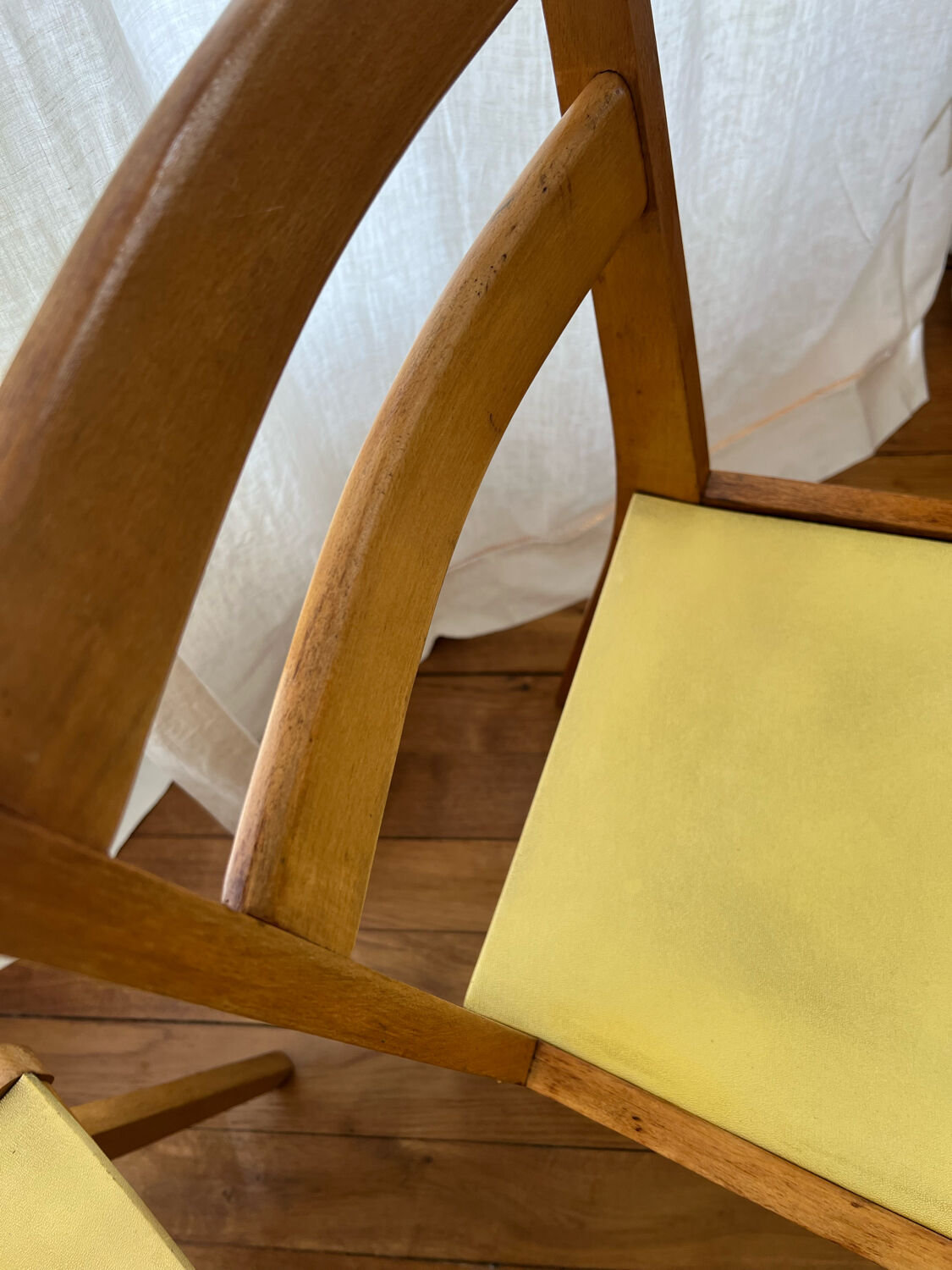 Vintage chairs in wood and skai legs from the 1950s
