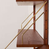 Danish teak wall unit with a desk and magazine tilted shelf