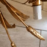 Double wall lamp in golden metal ears of wheat