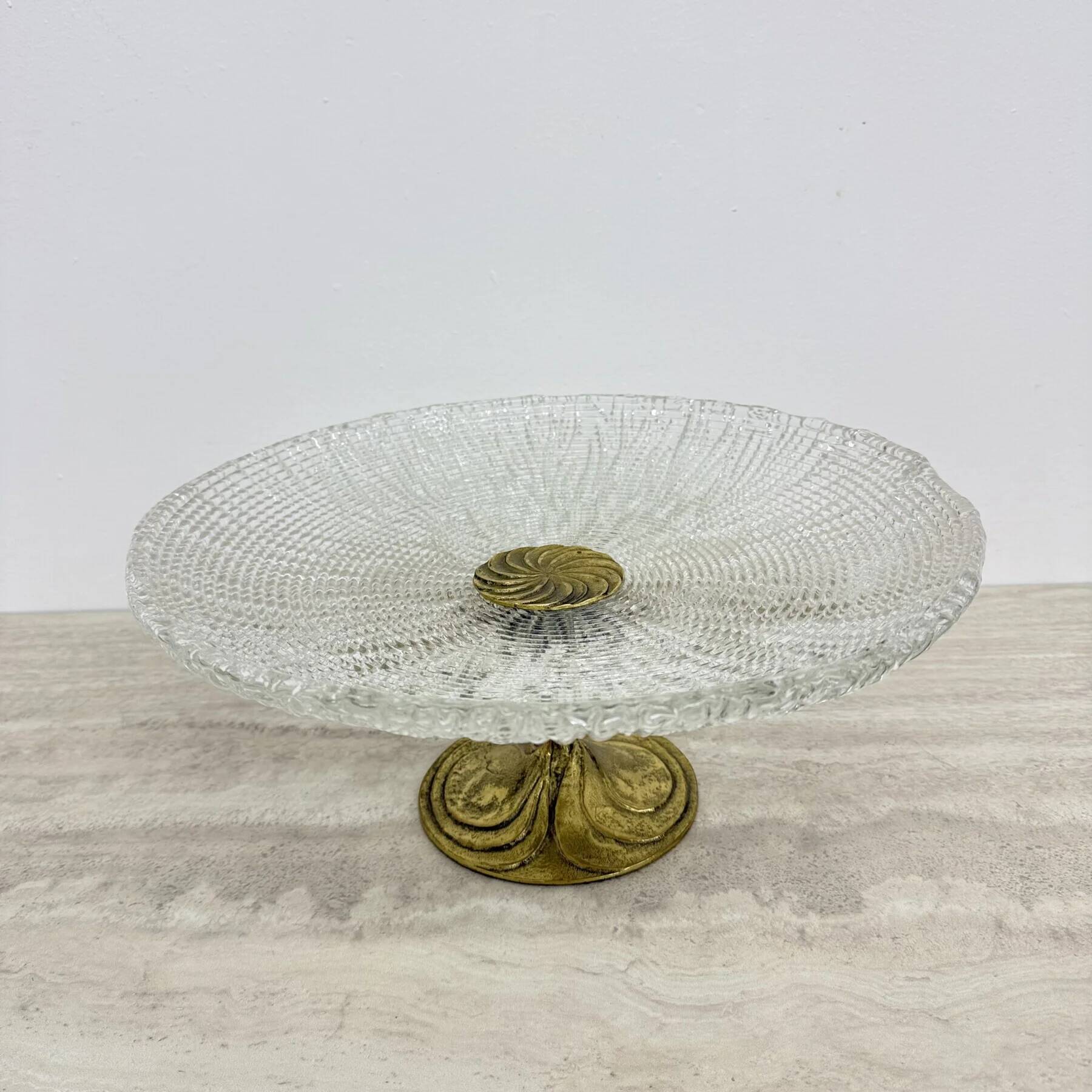 Mid-century design centrepiece crystal and brass bowl, 1960s