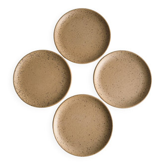 Lot de 4 assiettes en grès moucheté vintage