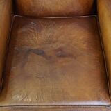 Sheepskin leather wing chair