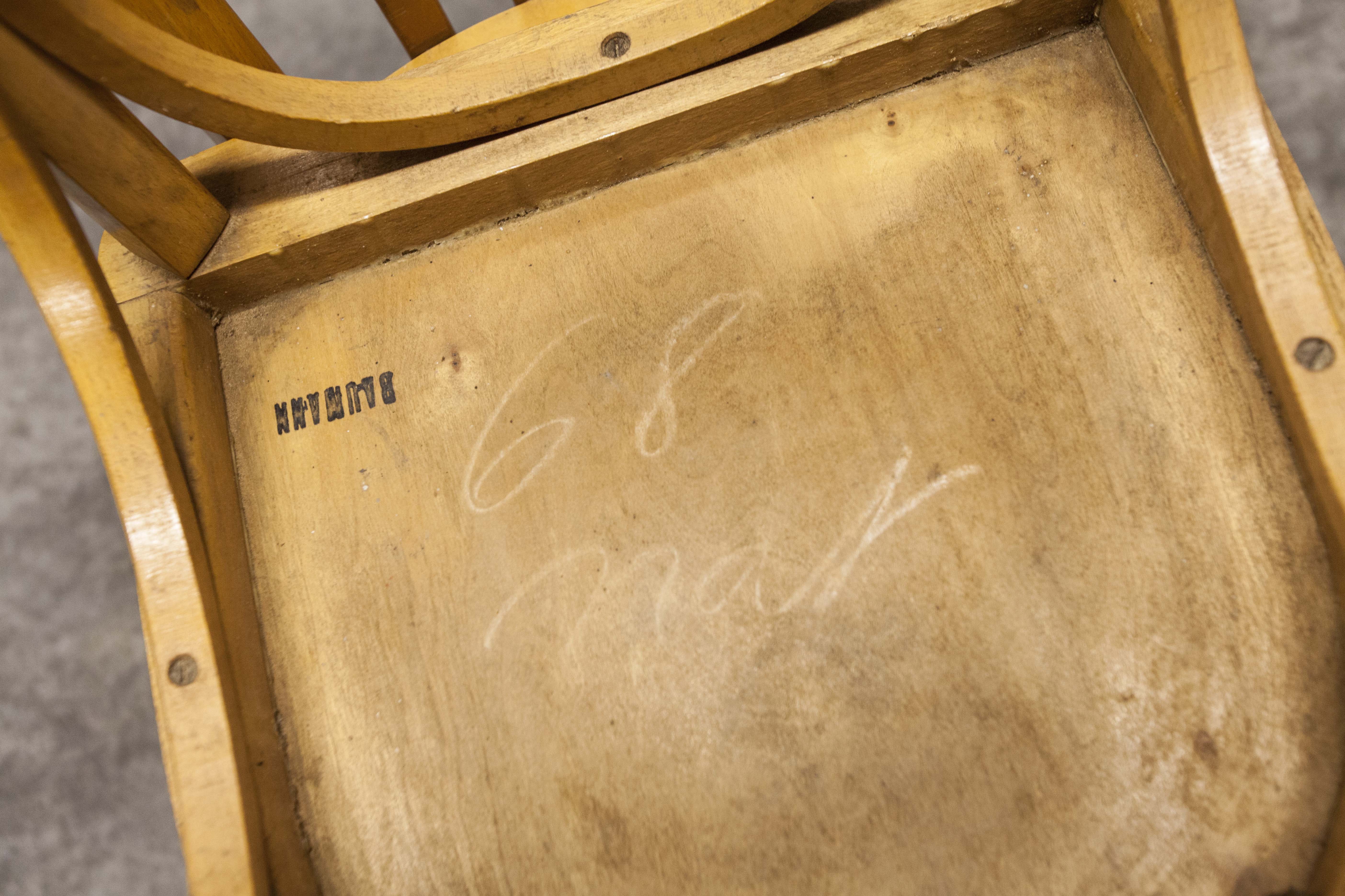 Pair of chairs bistro Baumann 1970s honey color