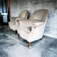 Ensemble de 2 monoplaces/fauteuils/sièges club vintage écru