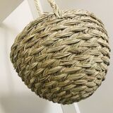 Hanging woven wicker planter