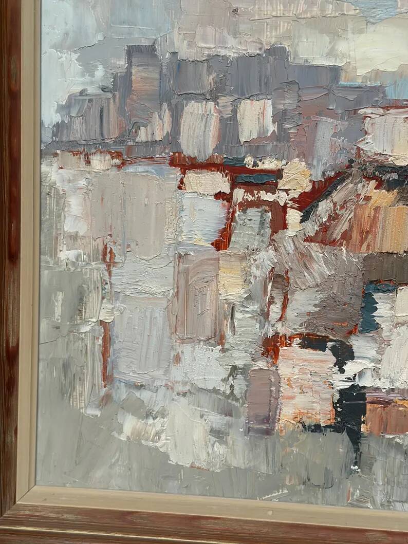 Original Swedish Oil on Panel – “Composition” by Gösta Calmayer – Signed – Dated 1961 – Vintage & Framed – 62 × 45 cm (24.4" × 17.7")