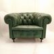 Former chesterfield green leather chair