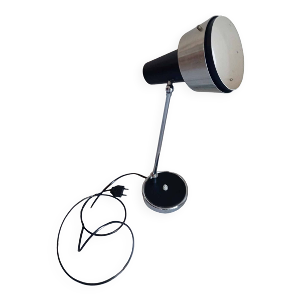 Lampe de bureau années 50/60 en chrome et laque noire — Beyit