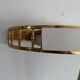 Floating wall console with drawer, brass body and marble top, 1960s, Italy
