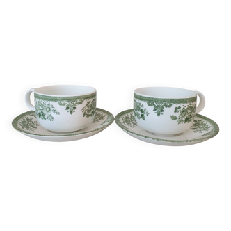 Tasses et sous-tasses en porcelaine Old Gustavberg, collection Fasan