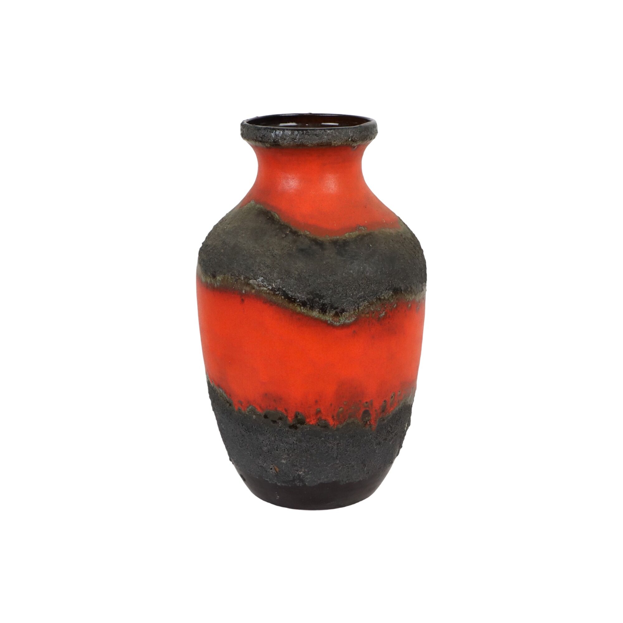 Orange red carstens fat lava vase xl west germany ceramic 7310-50