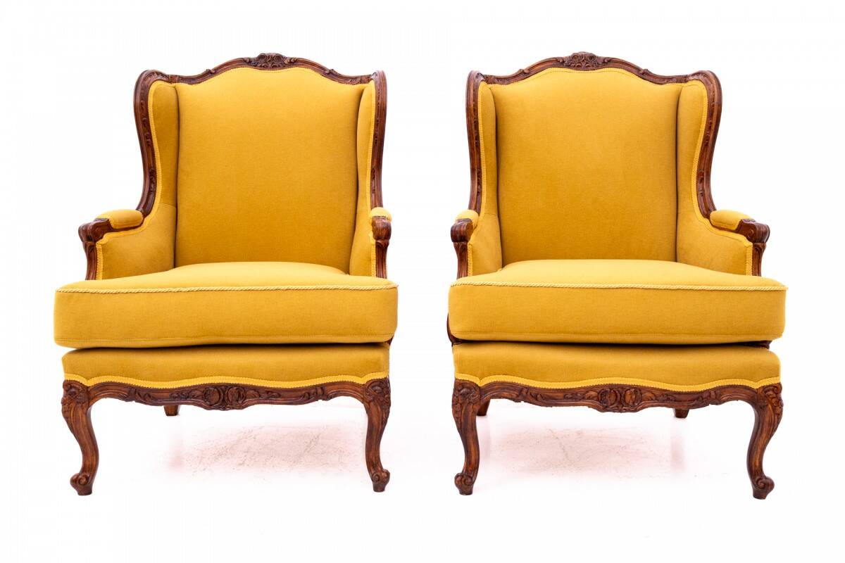 A pair of wing chairs, France, circa 1920. After renovation.