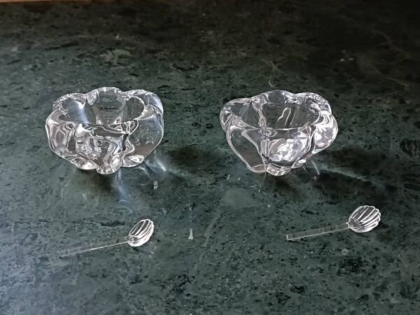 Paire de saleron en cristal Daum