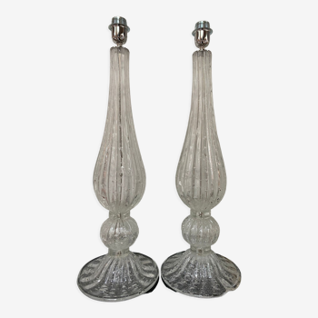 Paire de pieds de lampes alberto dona- verre de murano - années 70