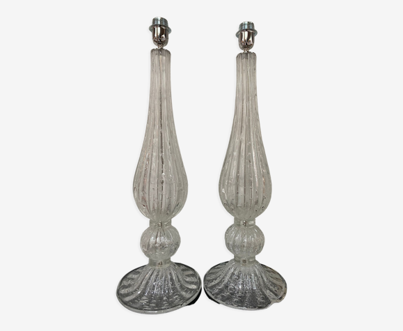 Paire de pieds de lampes alberto dona- verre de murano - années 70