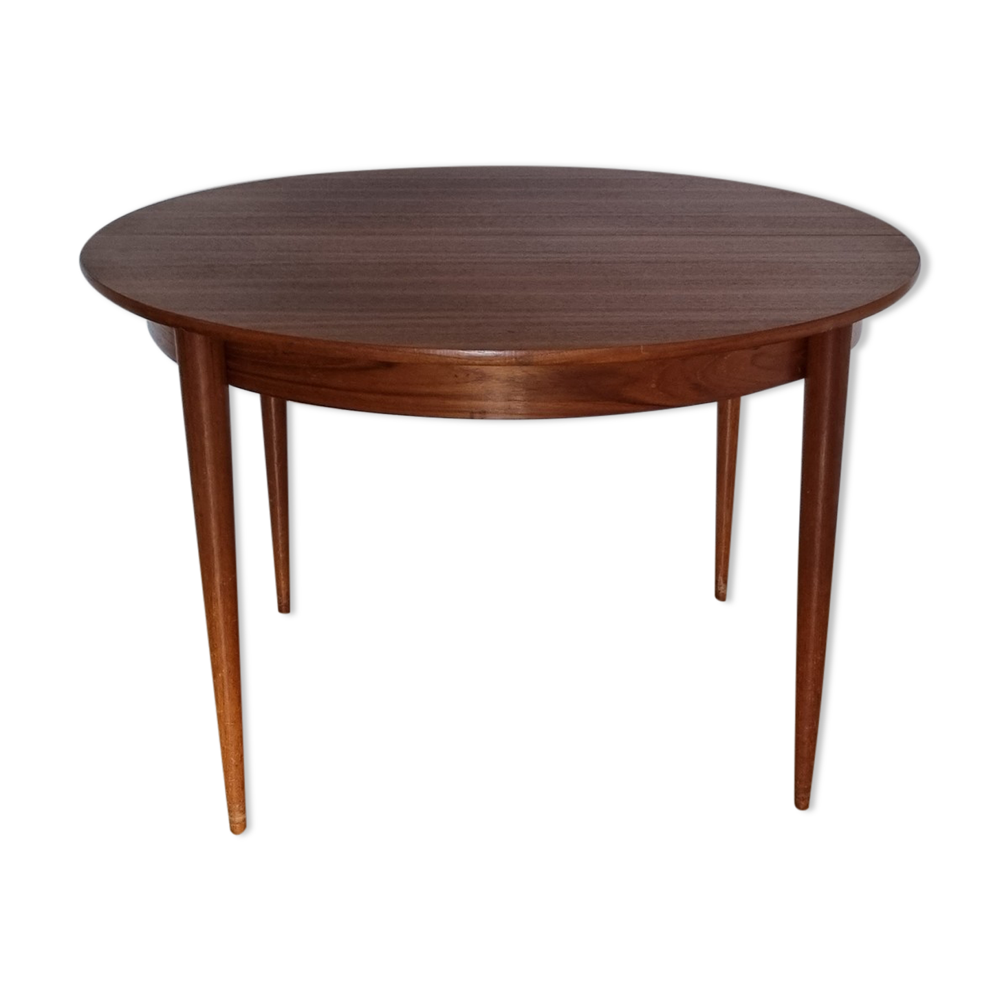 Round teak dining table, extendable, Scandinavian, vintage, 60s