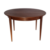 Round teak dining table, extendable, Scandinavian, vintage, 60s