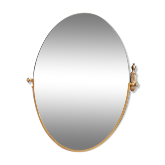 Oval mirror patinated brass frame art deco