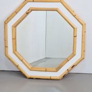 Vintage Octagonal Wall Mirror in Bamboo, Italy, 1960s