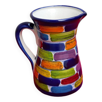 Enamelled terracotta pitcher