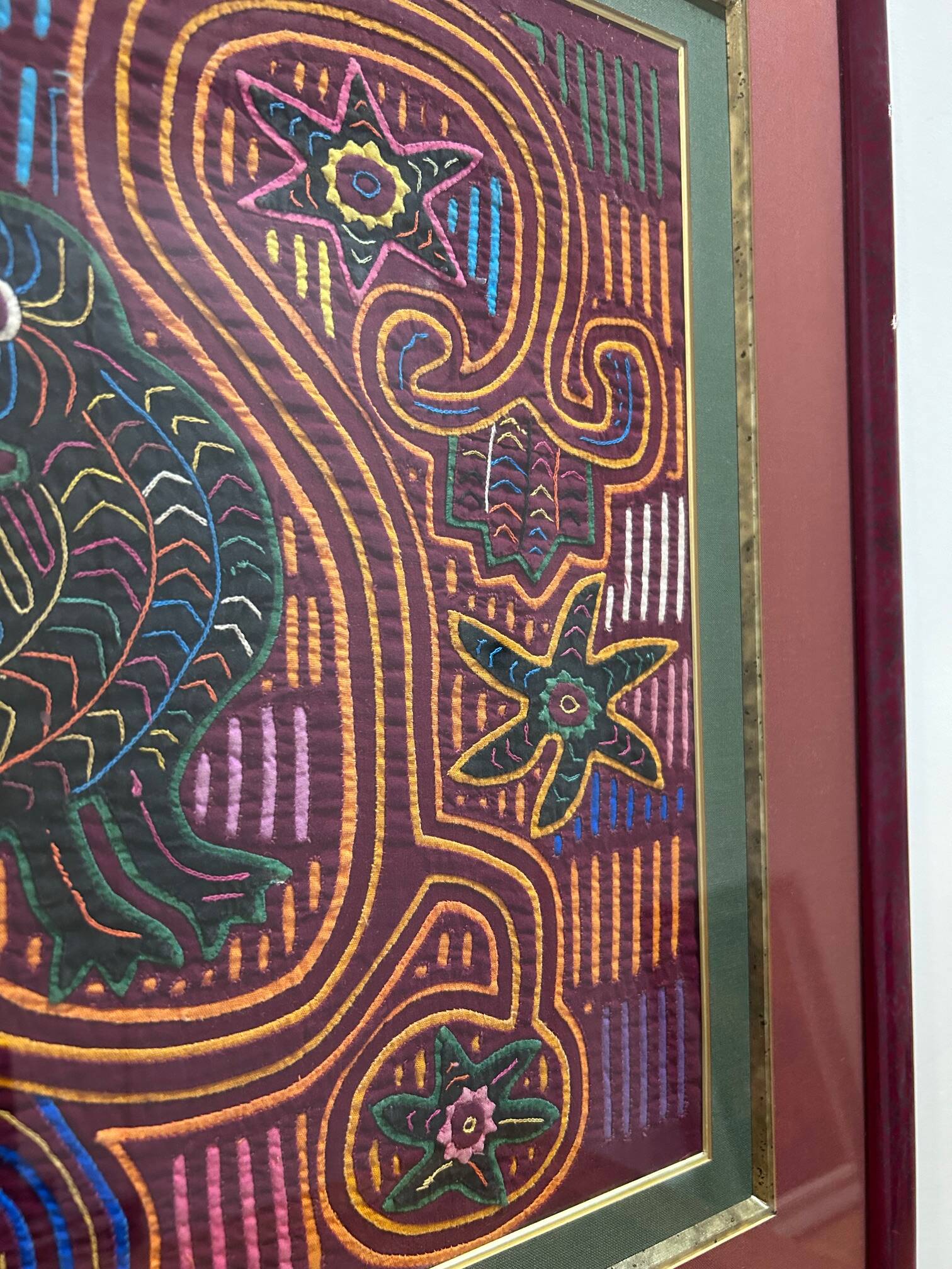 vintage tapestry framed under glass