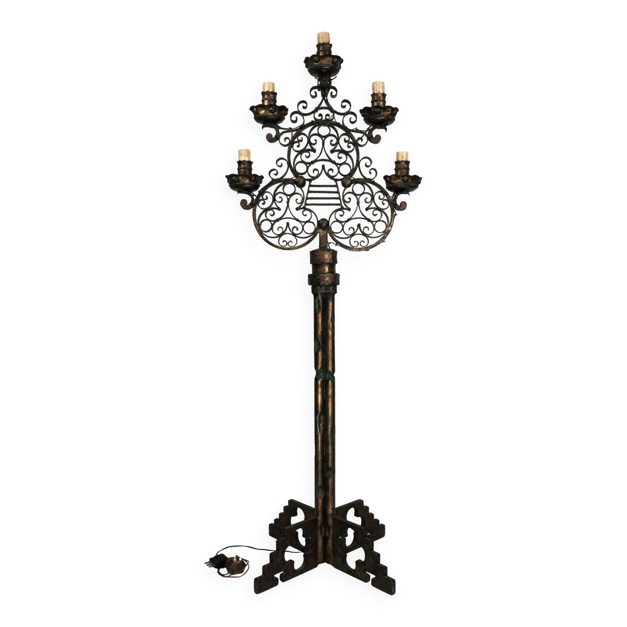 Rare Italian Brutalist floor lamp by Longobard. Italy 1970s