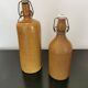Set of 2 bottles in stoneware, organic decoration