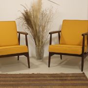Pair of armchairs Henryk lily 300-190s 1970s yellow fabric