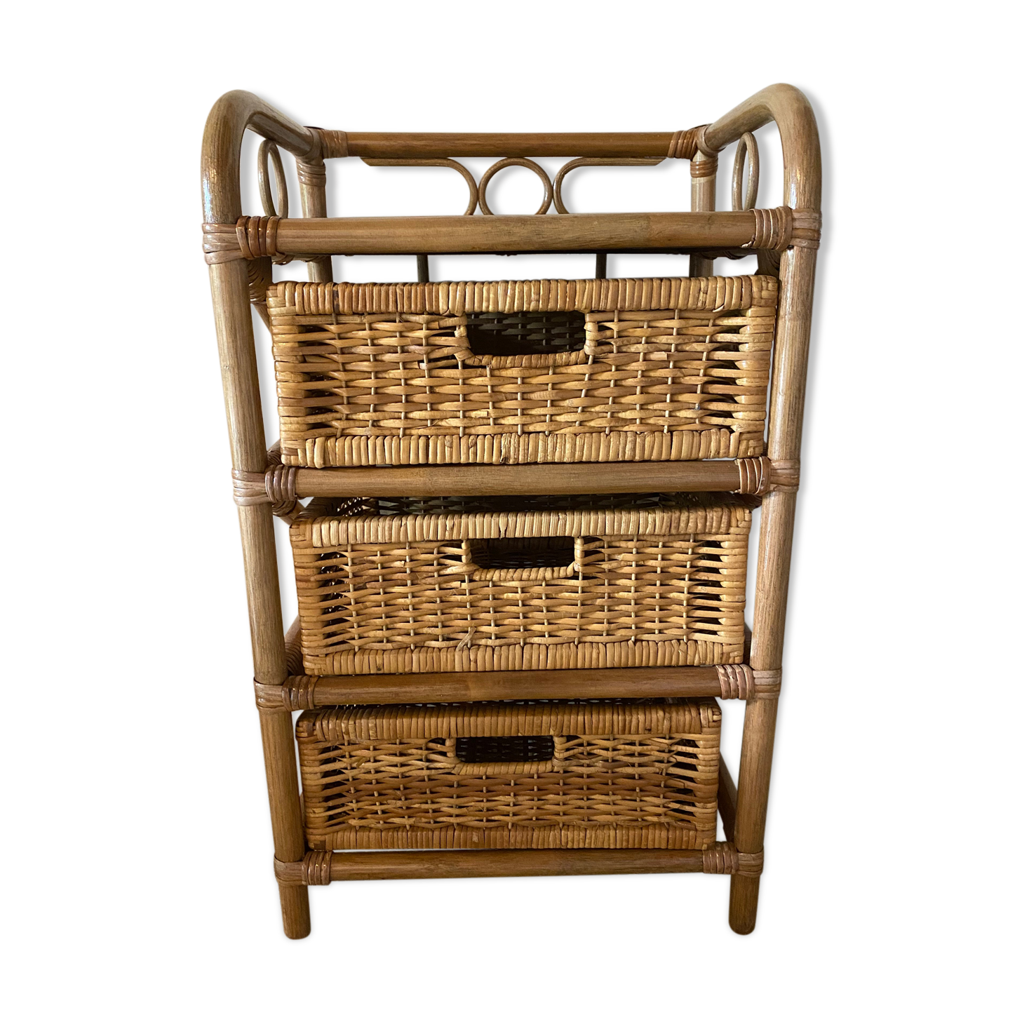 Commode en rotin 3 tiroirs