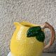 Lemon pitcher in ceramic slurry glazed yellow and green vintage