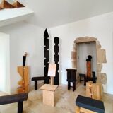 Brutalist larch stool