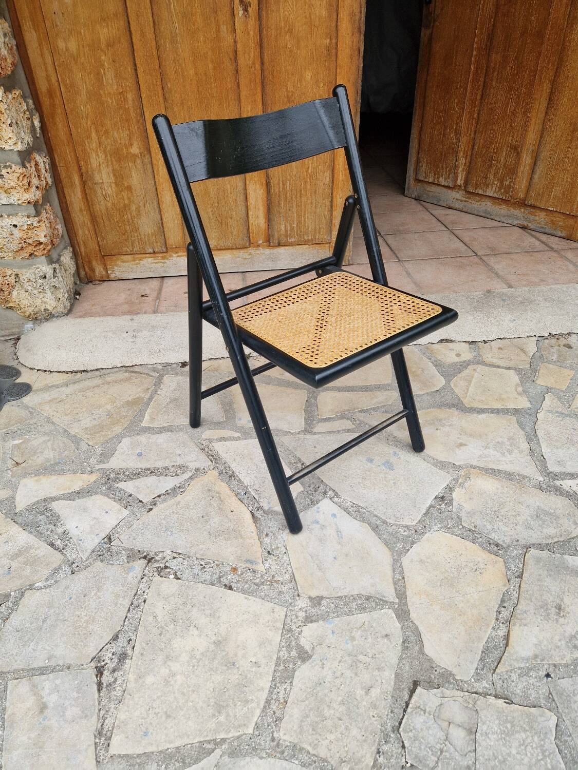Vintage cane folding chair