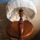 Exotic wood lamp and its 45x30 lace offal