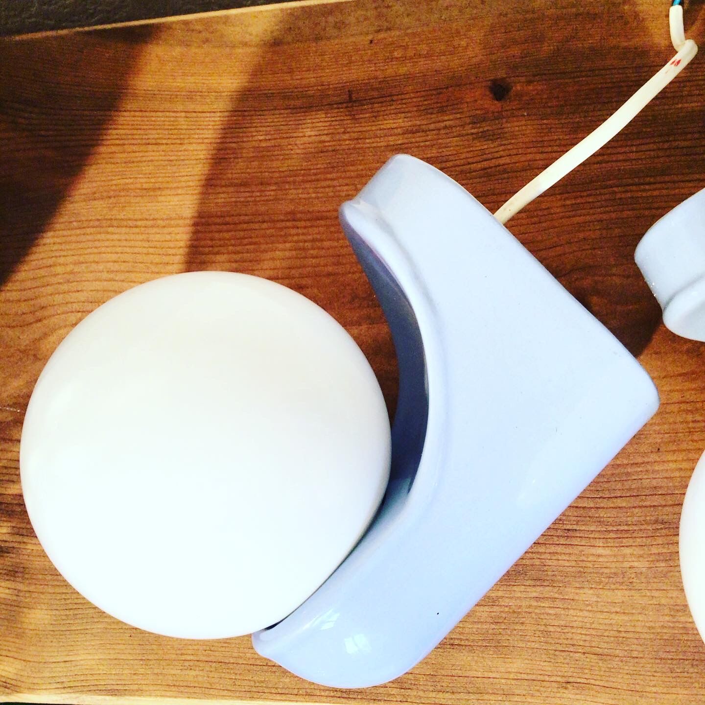 Pair of porcelain wall lamps