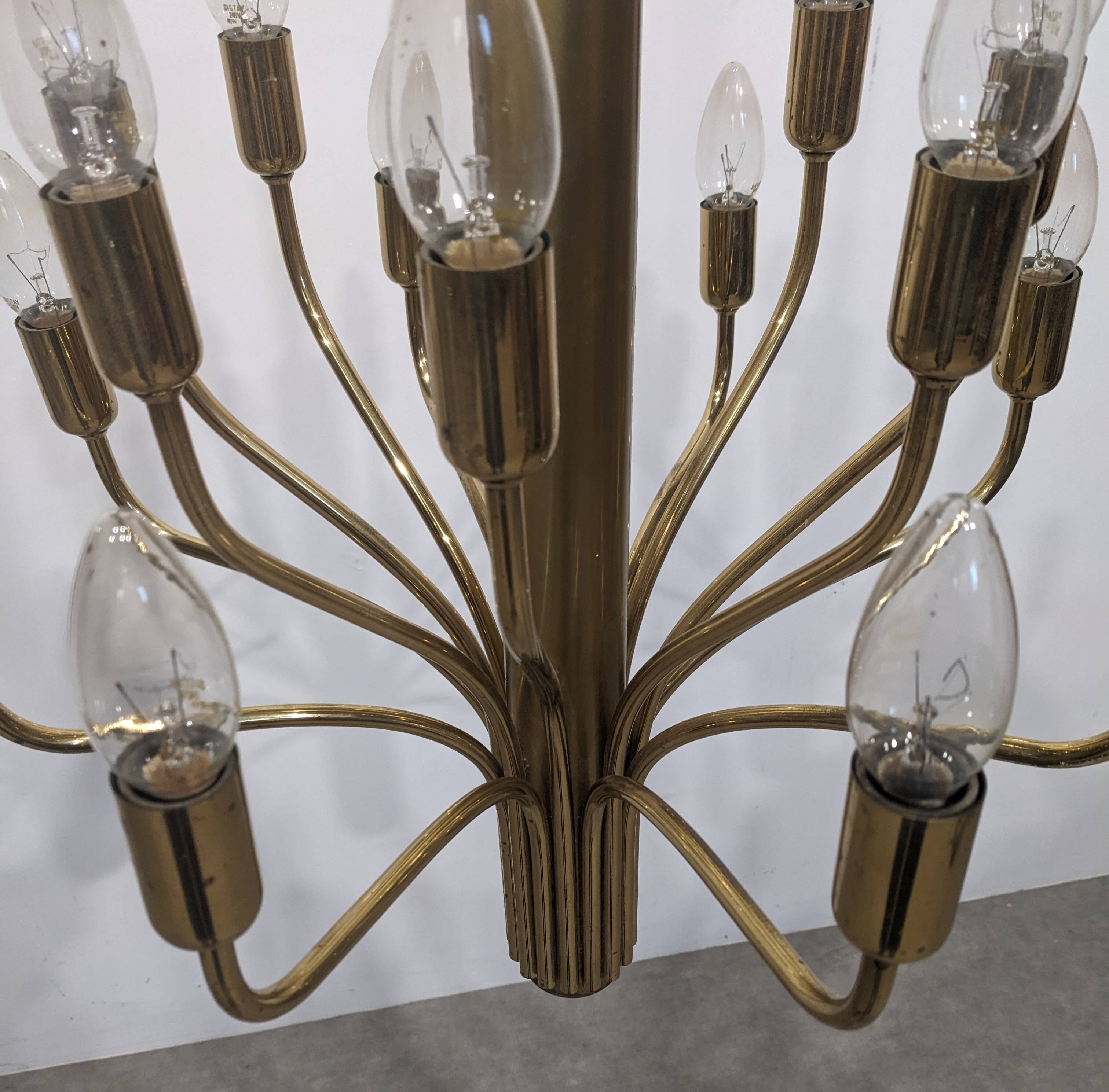 Brass chandelier with 16 lights, 1970s.