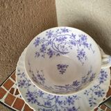 Ancient porcelain cup from eastern France with Mauve Fleurettes