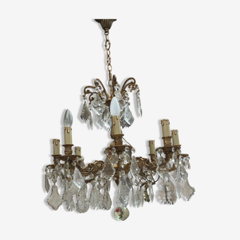 Bronze and crystal chandelier 8 branches