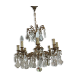 Lustre bronze et cristal 8 branches