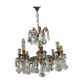 Bronze and crystal chandelier 8 branches