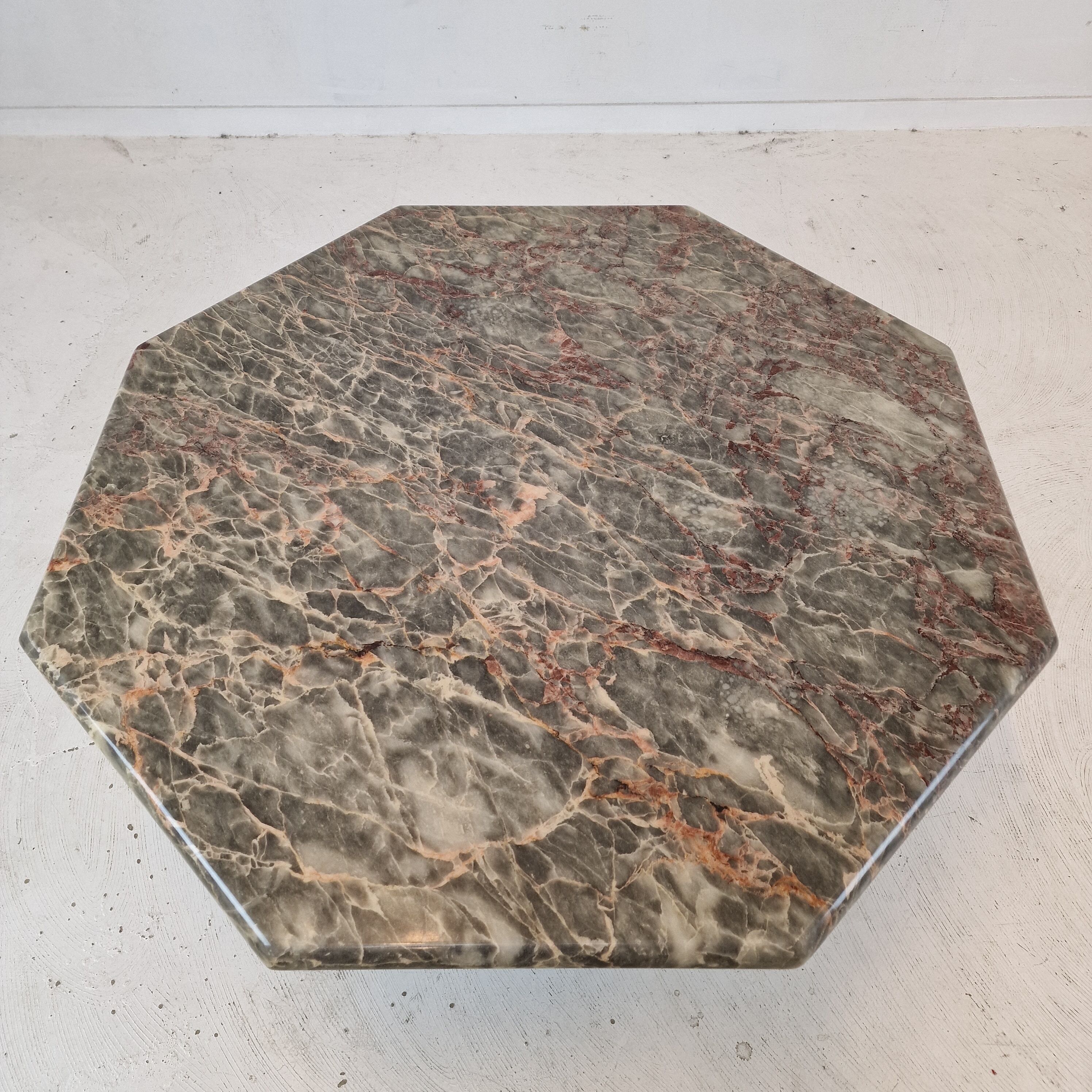 Italian octagon marble coffee table, 1980s
