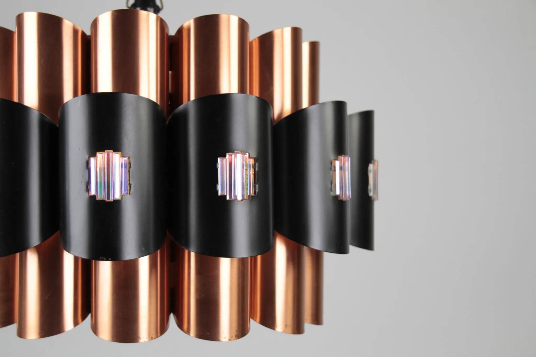 Copper & Black Pendant Lamp by Werner Schou for Coronell Elektro — Denmark, 1960s