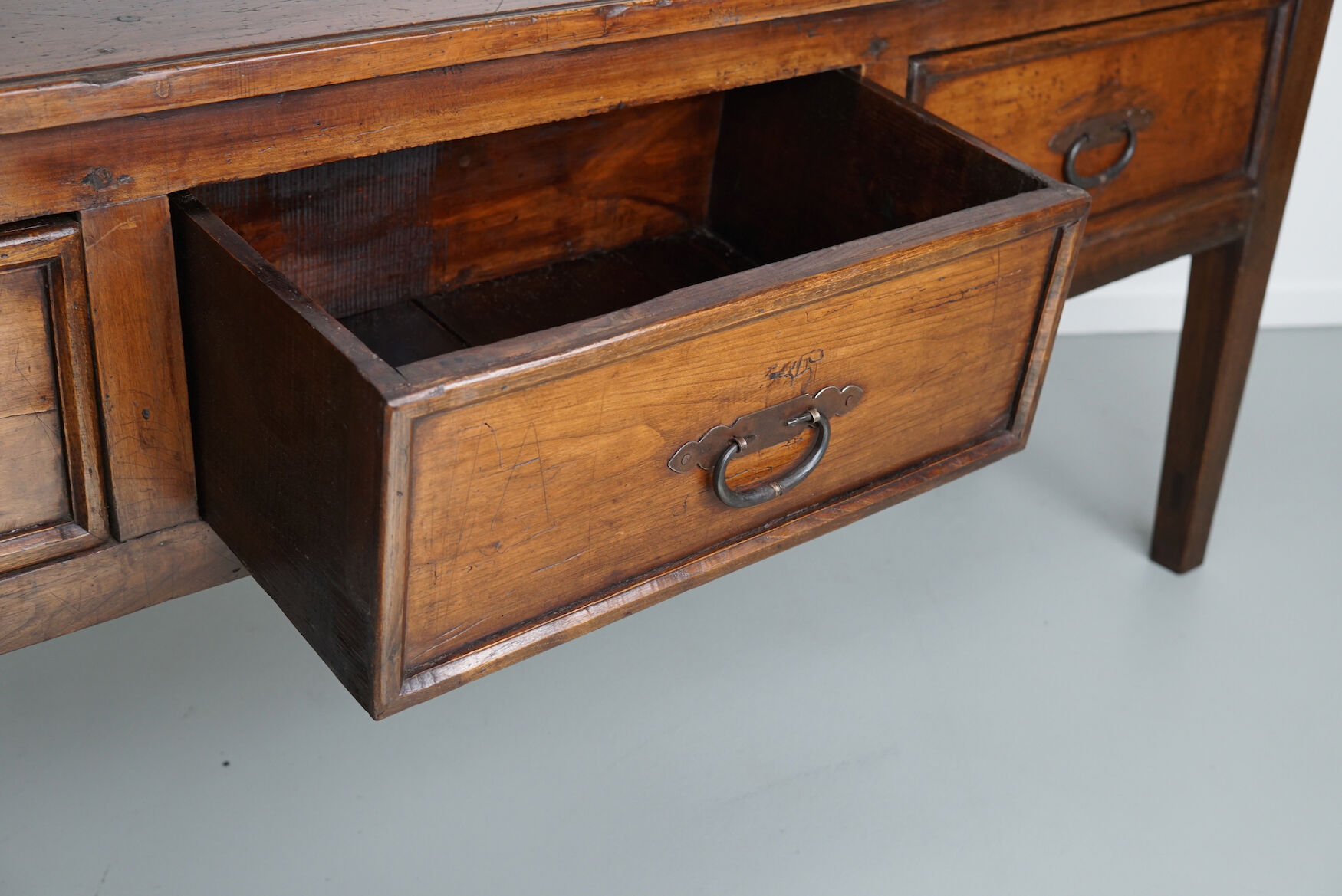 Antique french rustic farmhouse fruitwood & oak side table