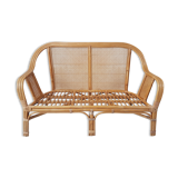Vintage rattan and caning bench