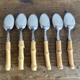 Vintage soup spoons with bamboo handle