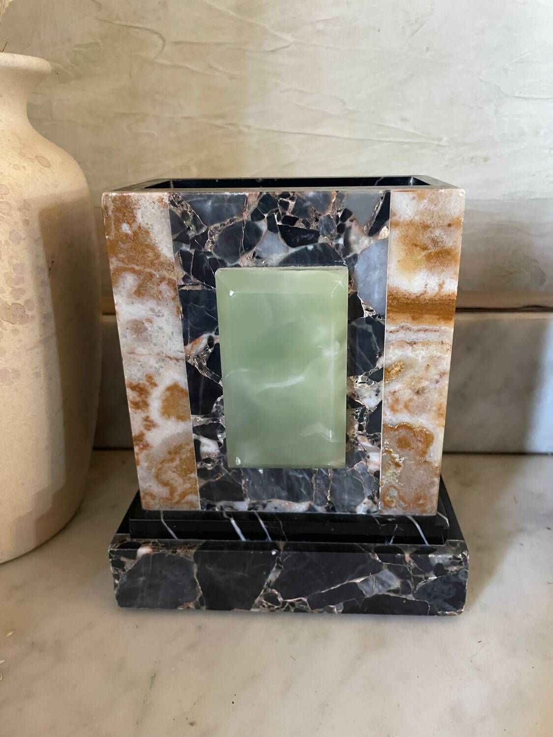 Pair of Art Deco marble and onyx bookends