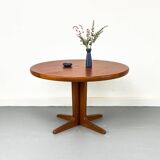 Danish Round Extendable Dining Table in Teak, 1970s